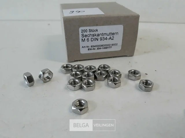 1 x zeskantmoer inox a2 m 6 200 stuks - afbeelding 3 van  3