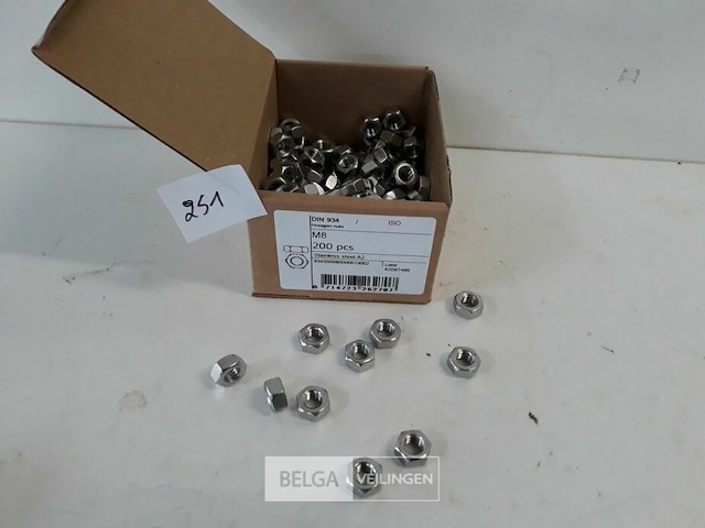 1 x zeskantmoer inox a2 m 8 200 stuks - afbeelding 1 van  3