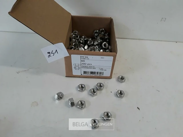 1 x zeskantmoer inox a2 m 8 200 stuks - afbeelding 1 van  3
