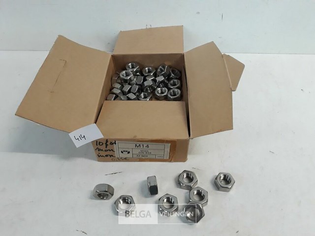 1 x zeskantmoer inox a2 m14 65 stuks - afbeelding 1 van  3