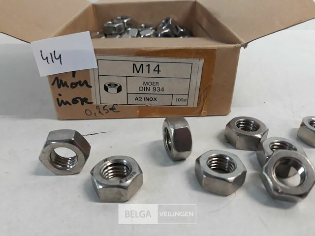 1 x zeskantmoer inox a2 m14 65 stuks - afbeelding 3 van  3
