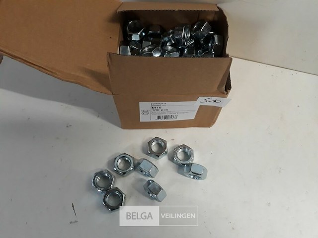 1 x zeskantmoer verzinkt m 16 100 stuks - afbeelding 2 van  3
