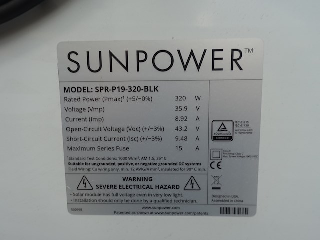 1 x zonnepaneel sunpower p19 320 wp (320 wp) - afbeelding 3 van  3