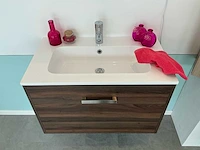 10 badkamermeubel donker houtkleur 80 cm set, toonzaalmodel badkamerkast - afbeelding 3 van  4