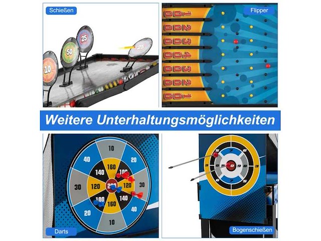10-in-1 multi-tafel spelset: biljart, hockey, tafeltennis, basketbal, voetbal, schieten, flipperkast, darts - afbeelding 3 van  5