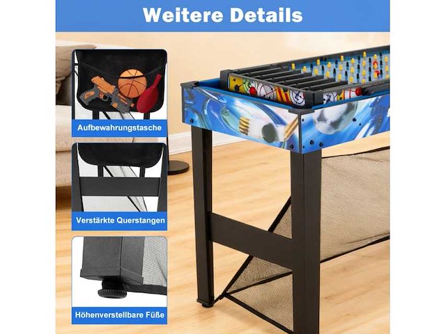 10-in-1 multi-tafel spelset: biljart, hockey, tafeltennis, basketbal, voetbal, schieten, flipperkast, darts - afbeelding 4 van  5