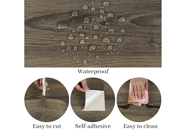 10 packs van 20 zelfklevend vinyl tegels houtlook 80x15cm - afbeelding 4 van  5