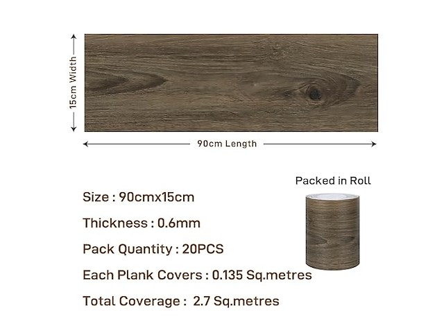 10 packs van 20 zelfklevend vinyl tegels houtlook 80x15cm - afbeelding 5 van  5