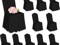 10 stuks stoelhoezen zwart polyester spandex - afbeelding 1 van  4