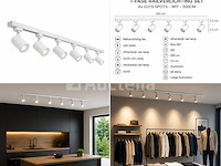 10 x 1-fase railverlichting set – 2 meter – wit – inclusief 6 x gu10 railspots - afbeelding 3 van  5
