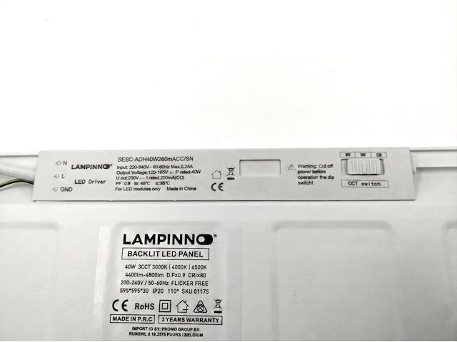 10 x 40w 3 kleur cct 60x60 inbouw backlit led panelen wit - afbeelding 8 van  9