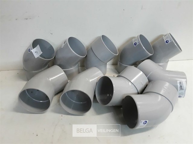10 x bocht 45° 80 mm licht grijs pvc regenafvoer - afbeelding 1 van  3