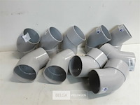 10 x bocht 45° 80 mm licht grijs pvc regenafvoer - afbeelding 1 van  3