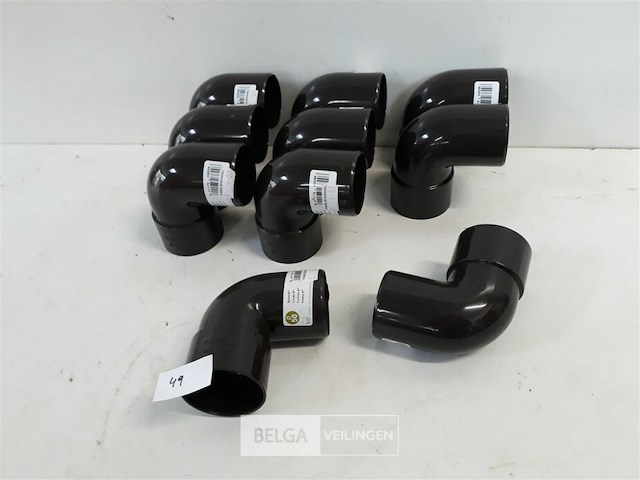 10 x bocht 90° 50 mm bruin pvc regenafvoer - afbeelding 1 van  3