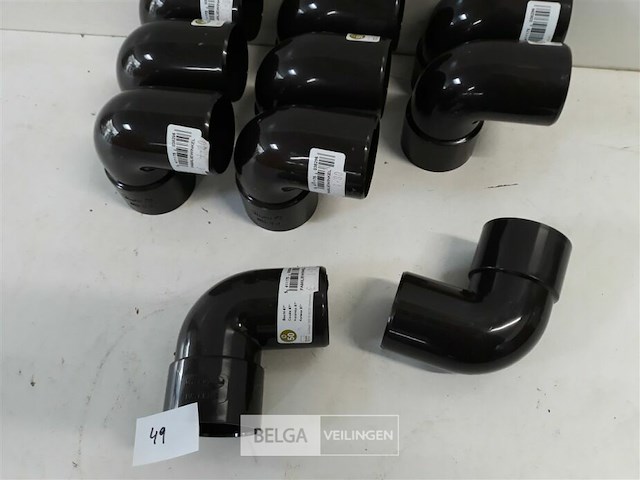 10 x bocht 90° 50 mm bruin pvc regenafvoer - afbeelding 3 van  3