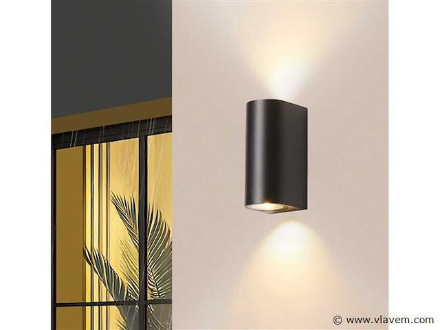 10 x buiten wandlamp – gu10 – dubbele lichtuitgang – ip65 – zwart - afbeelding 1 van  5