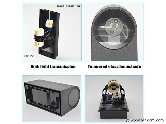 10 x buiten wandlamp – gu10 – dubbele lichtuitgang – ip65 – zwart - afbeelding 5 van  5