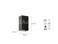 10 x buiten wandlamp – gu10 – rechthoek – dubbele lichtuitgang – ip65 – zwart - afbeelding 4 van  4