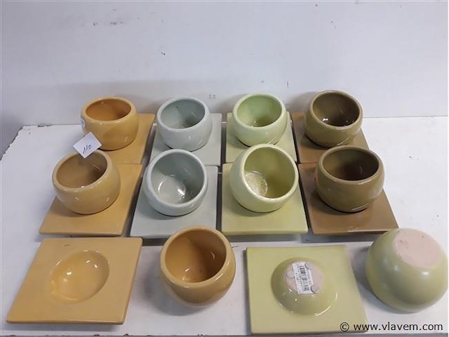 10 x decoratie kop met onderschotel mix kleuren - afbeelding 1 van  2