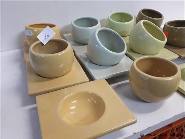 10 x decoratie kop met onderschotel mix kleuren - afbeelding 2 van  2