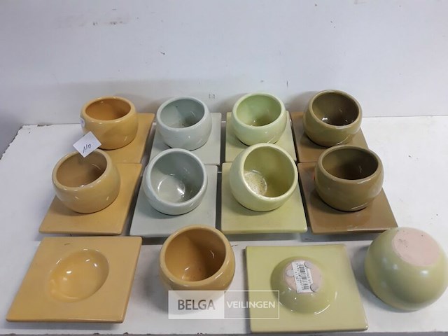 10 x decoratie kop met onderschotel mix kleuren - afbeelding 1 van  3