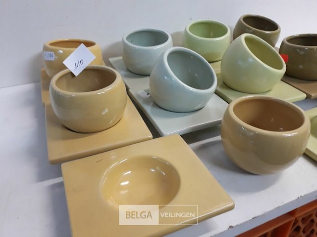 10 x decoratie kop met onderschotel mix kleuren - afbeelding 3 van  3