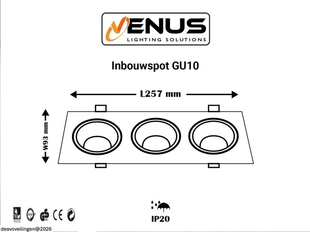 10 x downlight fitting – draaibaar – gu10 – wit/zwart – ip20 – ep-3 - afbeelding 5 van  6