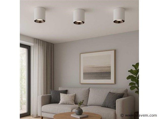 10 x downlight fitting – opbouwarmatuur – gu10 – vierkant – wit/chroom - afbeelding 1 van  4
