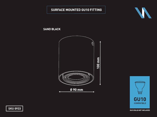 10 x gu10 design armatuur 10cm zwart kantelbaar - afbeelding 4 van  4