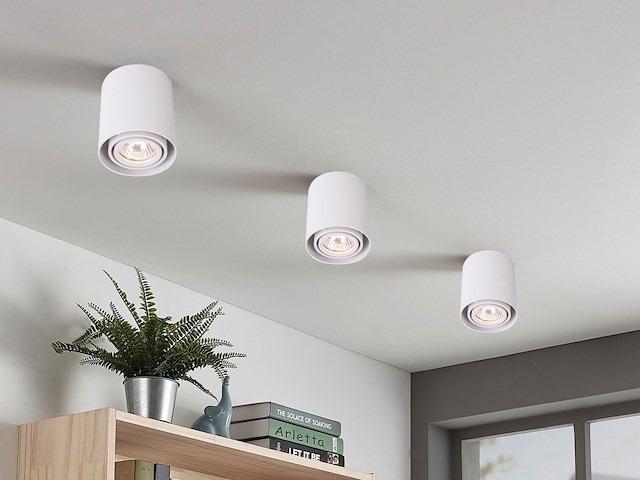 10 x gu10 design opbouwspot armatuur 10cm wit kantelbaar - afbeelding 1 van  4