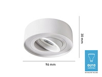 10 x gu10 inbouw armatuur wit kantelbaar met lamphouder - afbeelding 3 van  5