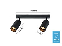 10 x gu10 opbouwspot armatuur dubbel cilinder zand zwart draaibaar - afbeelding 4 van  5