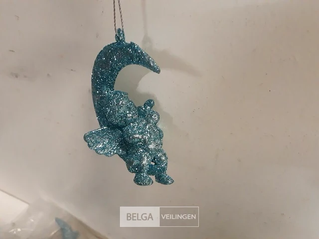 10 x hangdeco engel op maan licht blauw 8 cm - afbeelding 3 van  3