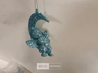 10 x hangdeco engel op maan licht blauw 8 cm - afbeelding 3 van  3