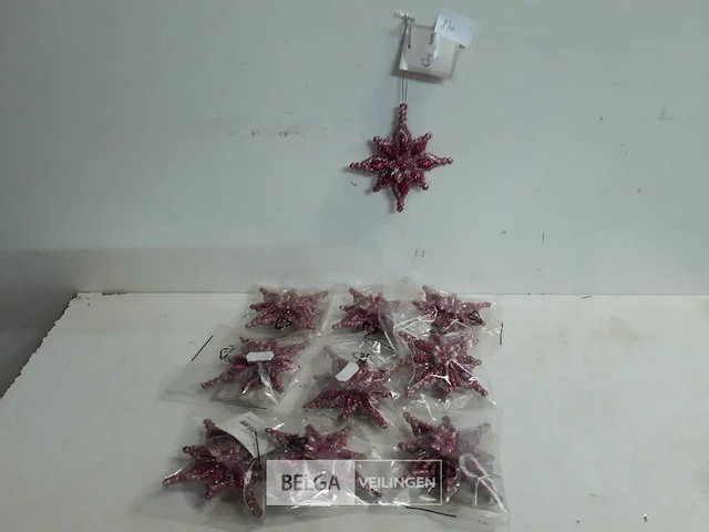 10 x hangdeco sneeuwvlok paars/roze 11 cm - afbeelding 1 van  3