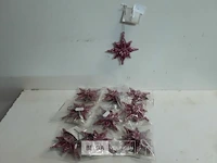 10 x hangdeco sneeuwvlok paars/roze 11 cm