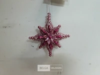10 x hangdeco sneeuwvlok paars/roze 11 cm - afbeelding 3 van  3