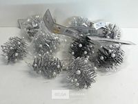 10 x hangdeco zilver/zwart met kralen 10 cm - afbeelding 2 van  3