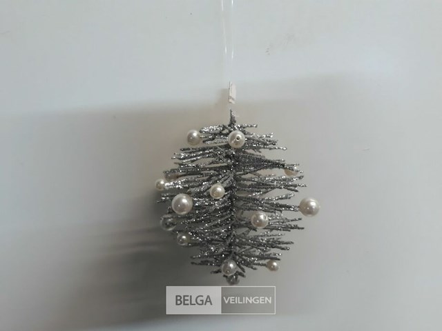 10 x hangdeco zilver/zwart met kralen 10 cm - afbeelding 3 van  3