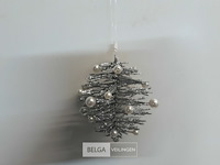 10 x hangdeco zilver/zwart met kralen 10 cm - afbeelding 3 van  3