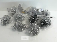 10 x hangdeco zilver/zwart met kralen 10 cm