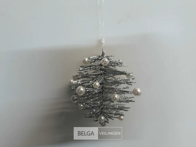 10 x hangdeco zilver/zwart met kralen 10 cm - afbeelding 3 van  3