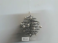 10 x hangdeco zilver/zwart met kralen 10 cm - afbeelding 3 van  3