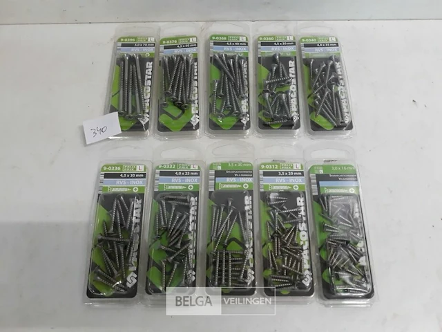 10 x houtschroeven inox blister verzonken kop mix - afbeelding 1 van  3