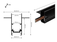 10 x inbouw magnetische rail – 20mm – 48v – 3 meter – zwart - afbeelding 4 van  5