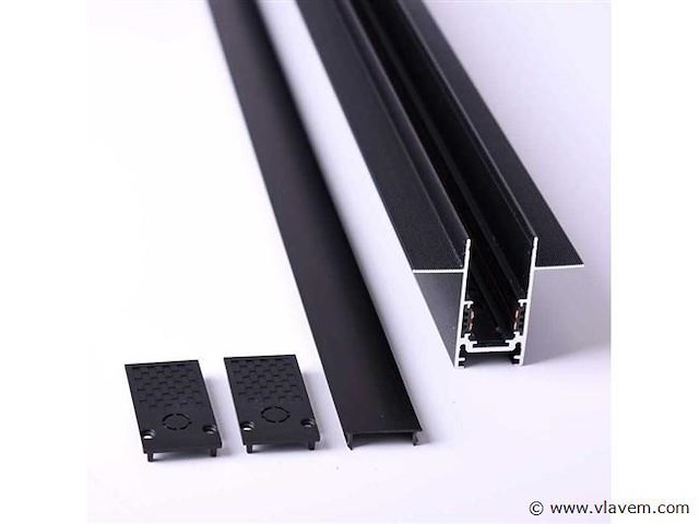 10 x inbouw magnetische rail – 20mm – 48v – 3 meter – zwart - afbeelding 3 van  5