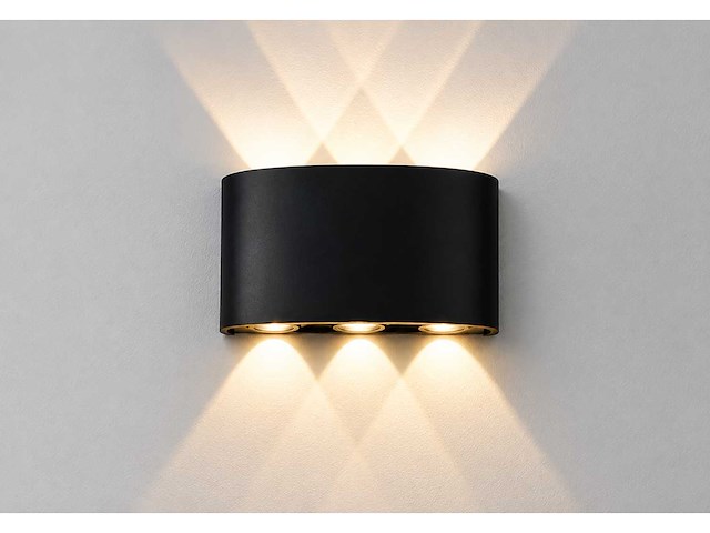 10 x led buiten wandlamp – 6w – 4200k neutraal wit - zwart – ip65 – proton-6 - afbeelding 1 van  1