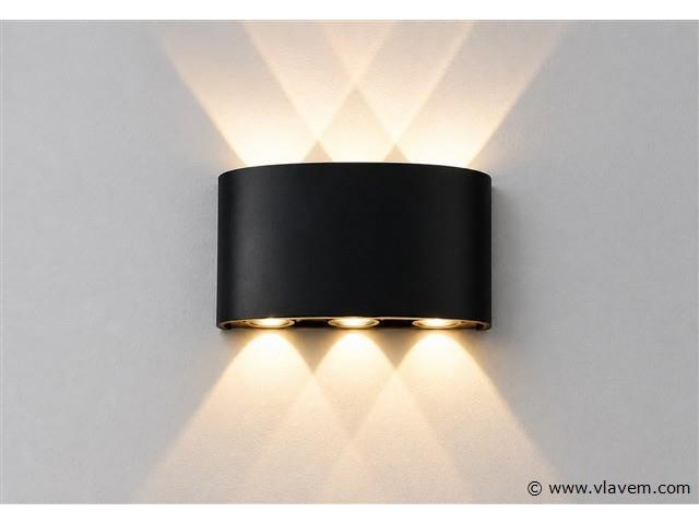 10 x led buiten wandlamp – 6w – 4200k neutraal wit - zwart – ip65 – proton-6 - afbeelding 3 van  5