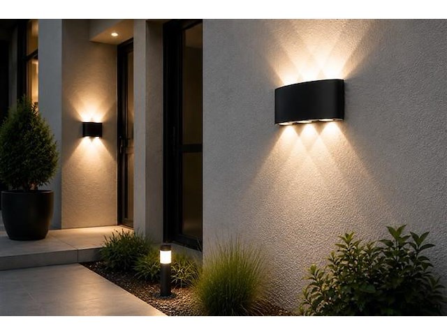 10 x led buiten wandlamp – 6w – 4200k neutraal wit - zwart – ip65 – proton-6 - afbeelding 1 van  5