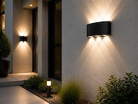 10 x led buiten wandlamp – 6w – 4200k neutraal wit - zwart – ip65 – proton-6 - afbeelding 1 van  5